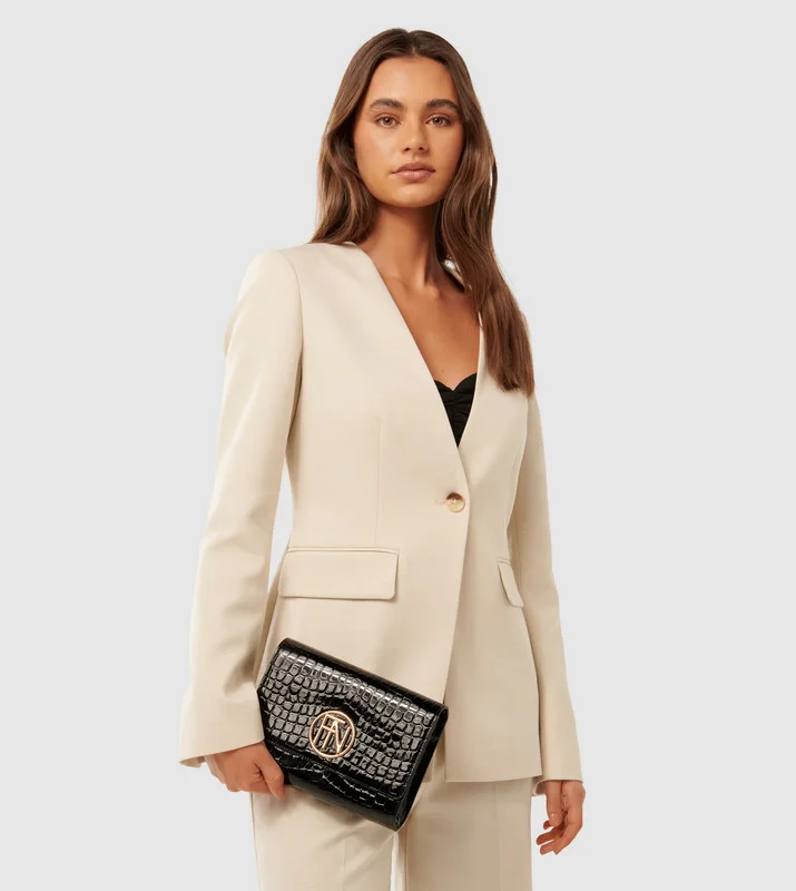 ROSA Croc Textured Crossbody Bag